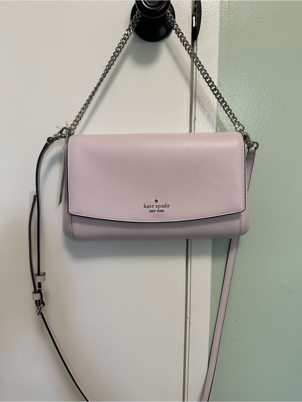 Kate Spade Laurel Way Pale Amethyst Saffiano Leather Crossbody with Chain Strap